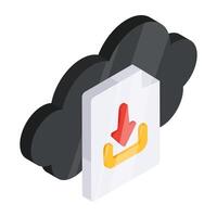 An icon design of cloud file download vector