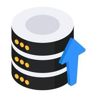 An isometric design icon of server upload vector