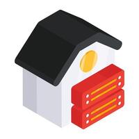 A colored design icon of data warehouse vector
