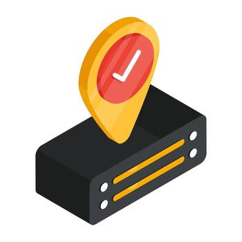 An isometric design icon of database location vector