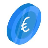 An editable design icon of euro coin vector