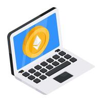 An icon design of ethereum isolated on white background vector