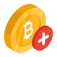 An icon design of add bitcoin vector