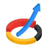 Chart with upward arrow, flat design icon of growth chart vector