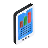 A colored design icon of mobile data analytics vector