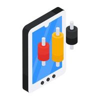 A flat design, icon of mobile candlestick chart vector