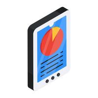 An icon design of mobile pie chart vector