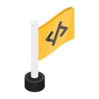 Coding flag icon, editable vector