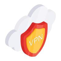 A flat isometric design icon of VPN vector