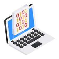 A colored design icon of binary data vector