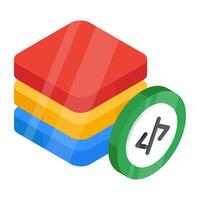An editable design icon of layers coding vector