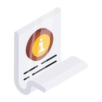 A colored design icon of info document vector