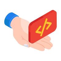 A colored design icon of coding care vector