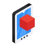 Editable design icon of mobile 3d model vector