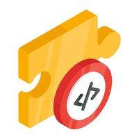 Conceptual flat isometric design icon of coding problem vector