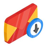 Conceptual isometric design icon of mail download vector