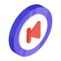 Conceptual flat isometric design icon of playback button vector