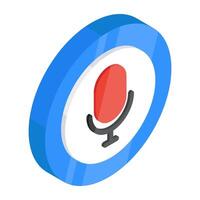Icon of microphone in isometric design vector