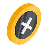 Conceptual flat isometric design icon of cross sign vector