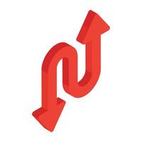Editable flat isometric design of double Head arrows vector