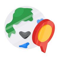 Pin with globe, icon of global location vector