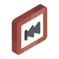 Conceptual flat isometric design icon of playback button vector
