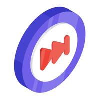Conceptual isometric design icon of play forward button vector