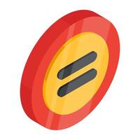 Conceptual isometric design icon of pause button vector