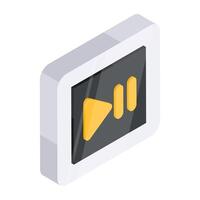 Conceptual isometric design icon of play forward button vector