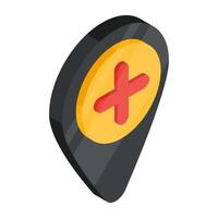 Plus sign inside placeholder, icon of add location vector