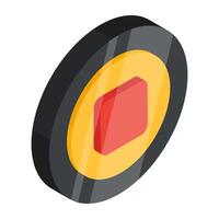 Conceptual flat isometric icon of stop button vector
