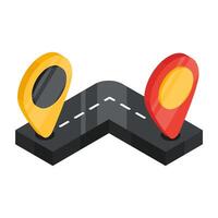 Conceptual flat isometric design icon of road location vector