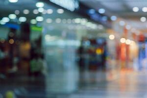 abstract Blurred background Customer shopping at department store with bokeh light. photo