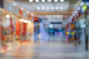 abstract Blurred background Customer shopping at department store with bokeh light. photo