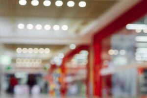 abstract Blurred background Customer shopping at department store with bokeh light. photo
