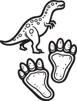 Dinosaur footprints and footprints coloring pages vector