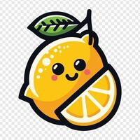 A cartoon lemon with a leaf on it vector