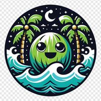 A cartoon character with a smile on his face in the ocean vector