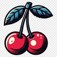 Two cherries on a branch with leaves vector