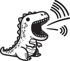A cartoon dinosaur with a microphone and a microphone vector