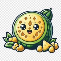 Cartoon character of a melon with a smile on it's face vector