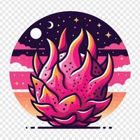 A pink flower with flames on it, with a circle around it vector