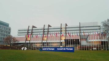 Council of Europe build to the European Parliament building. video