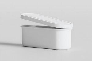 White plastic box for your design and logo. It's easy to change colors. Mock Up. photo