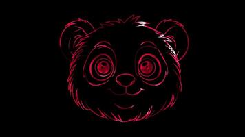 Neon frame effect, Panda An adorable panda with round ears and big eyes, looking cuddly on black background video