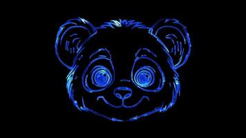 Neon frame effect, Panda An adorable panda with round ears and big eyes, looking cuddly on black background video