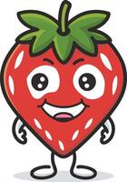 A sticker that has a strawberry that says happy face vector