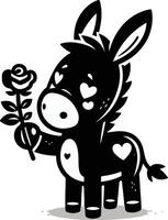 A black and white drawing of a donkey vector