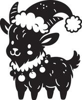 black and white drawing of a goat with horns vector