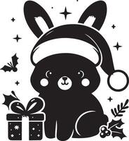 Character set rabbit for decorate in christmas day illustration vector